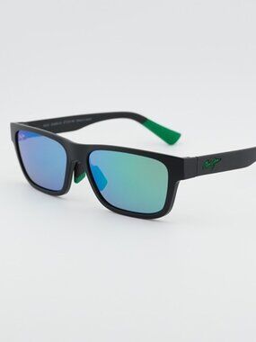Maui Jim MJ0628S 001 Sunglasses Black Rectangle Frame, Green Mirror Lenses